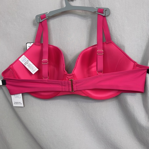 Summer Fuchsia/Hot Pink Smocked Bikini Swim Top -3X (24W-26W)-NWT- Time and Tru - Picture 9 of 16